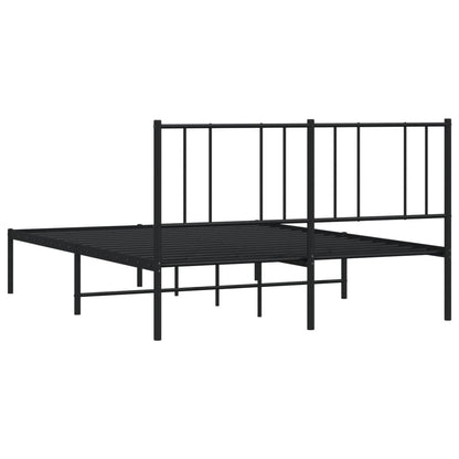 Metal Bed Frame without Mattress with Headboard Black 160x200cm