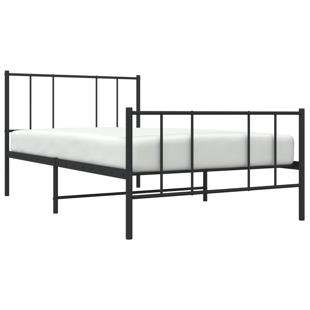 Metal Bed Frame without Mattress with Footboard Black 100x190cm