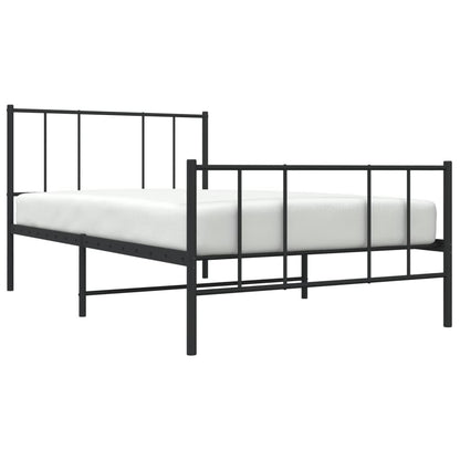 Metal Bed Frame without Mattress with Footboard Black 100x190cm