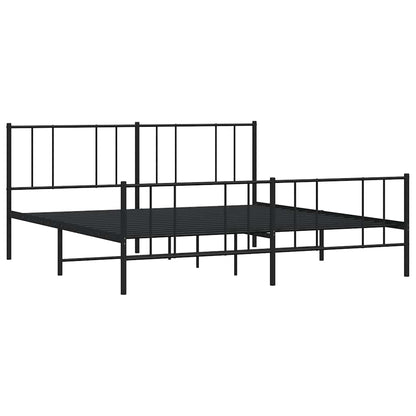 Metal Bed Frame without Mattress with Footboard Black 183x213cm