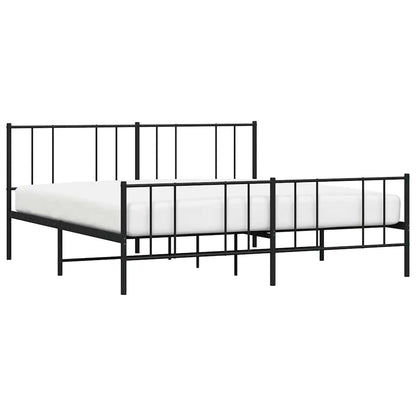 Metal Bed Frame without Mattress with Footboard Black 183x213cm
