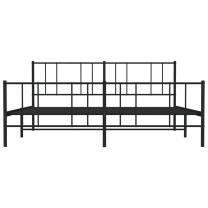 Metal Bed Frame without Mattress with Footboard Black 183x213cm