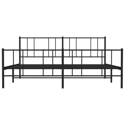 Metal Bed Frame without Mattress with Footboard Black 200x200cm