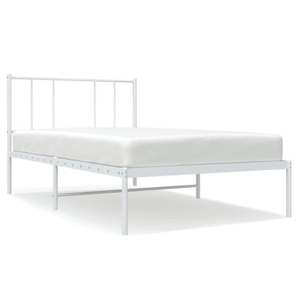 Metal Bed Frame without Mattress with Headboard White 100x190cm