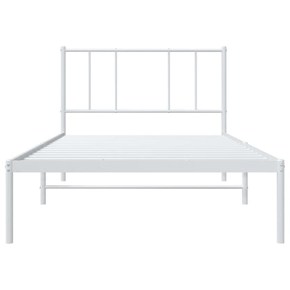 Metal Bed Frame without Mattress with Headboard White 100x190cm