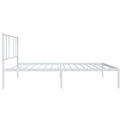 Metal Bed Frame without Mattress with Headboard White 100x190cm