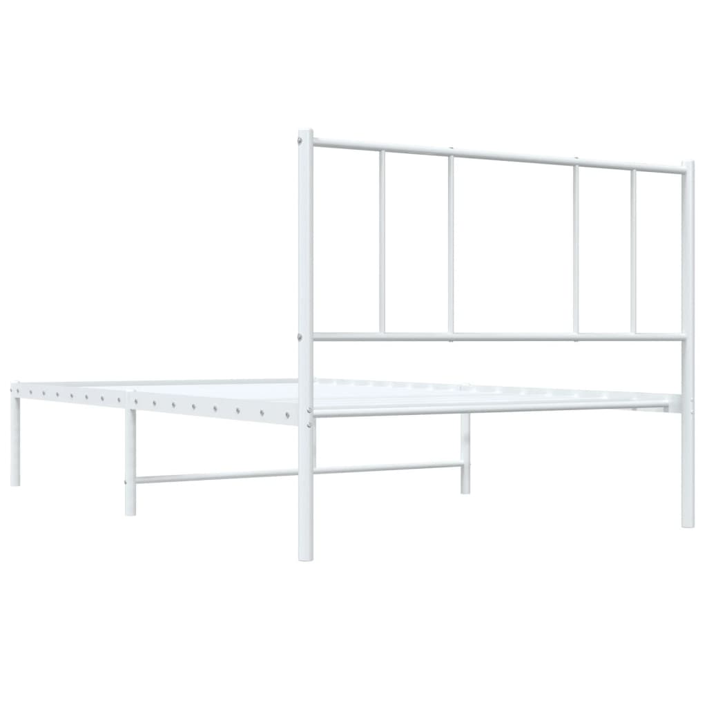 Metal Bed Frame without Mattress with Headboard White 100x190cm