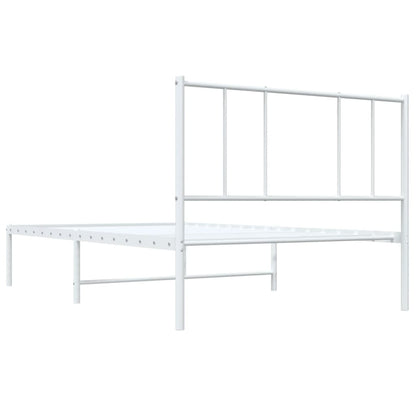 Metal Bed Frame without Mattress with Headboard White 100x190cm