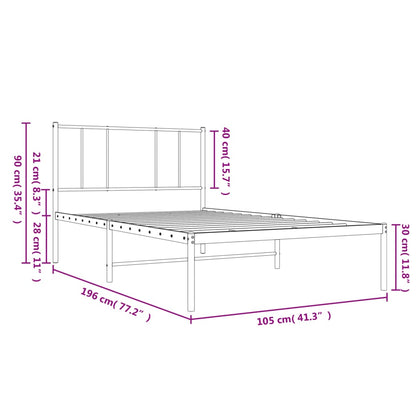 Metal Bed Frame without Mattress with Headboard White 100x190cm