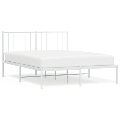 Metal Bed Frame without Mattress with Headboard White 135x190cm