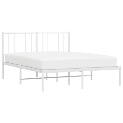 Metal Bed Frame without Mattress with Headboard White 135x190cm