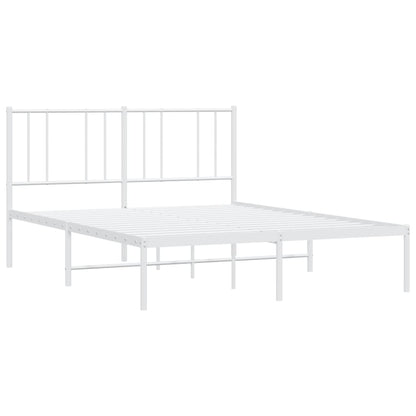 Metal Bed Frame without Mattress with Headboard White 135x190cm