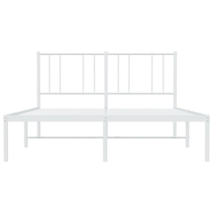 Metal Bed Frame without Mattress with Headboard White 135x190cm