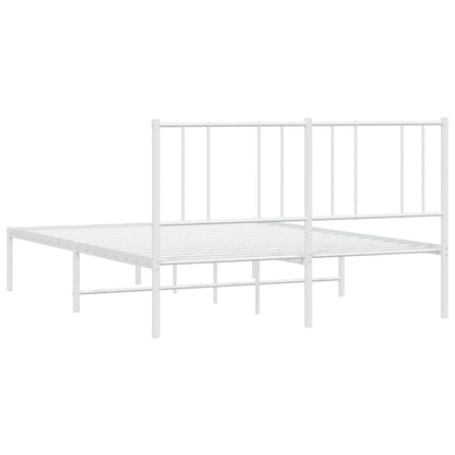 Metal Bed Frame without Mattress with Headboard White 135x190cm
