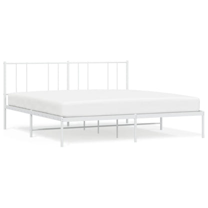 Metal Bed Frame without Mattress with Headboard White 180x200cm