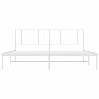Metal Bed Frame without Mattress with Headboard White 180x200cm
