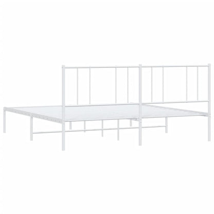 Metal Bed Frame without Mattress with Headboard White 180x200cm