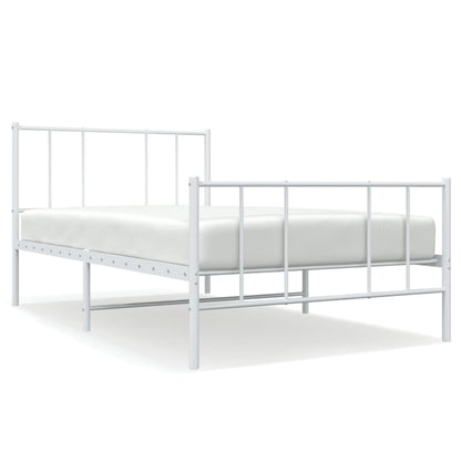 Metal Bed Frame without Mattress with Footboard White 80x200cm