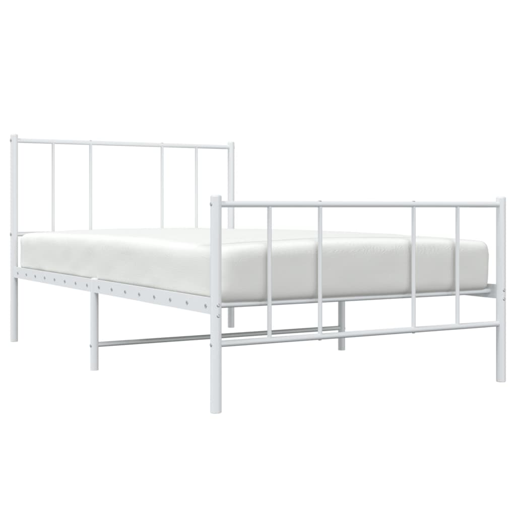 Metal Bed Frame without Mattress with Footboard White 80x200cm
