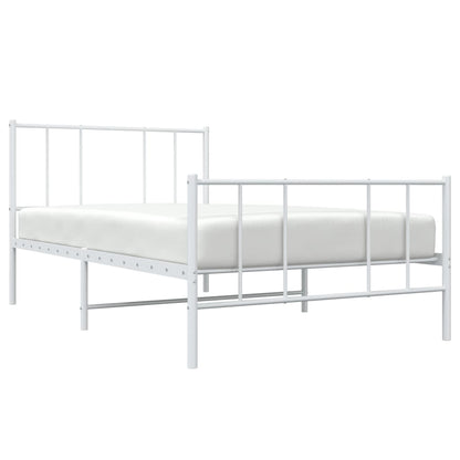 Metal Bed Frame without Mattress with Footboard White 80x200cm
