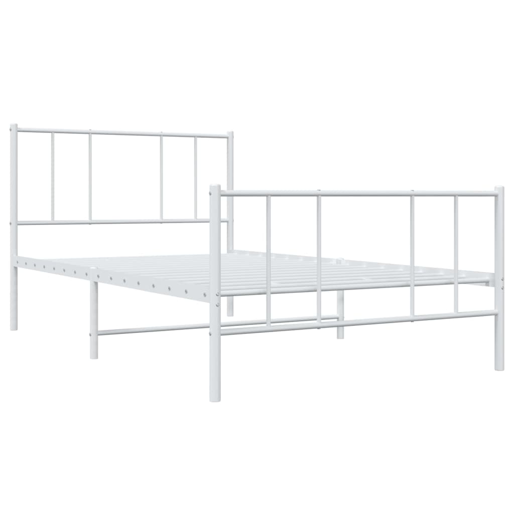 Metal Bed Frame without Mattress with Footboard White 80x200cm