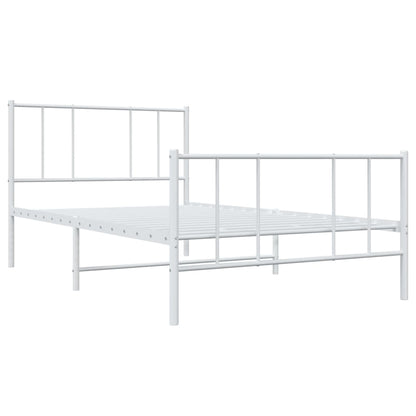 Metal Bed Frame without Mattress with Footboard White 80x200cm