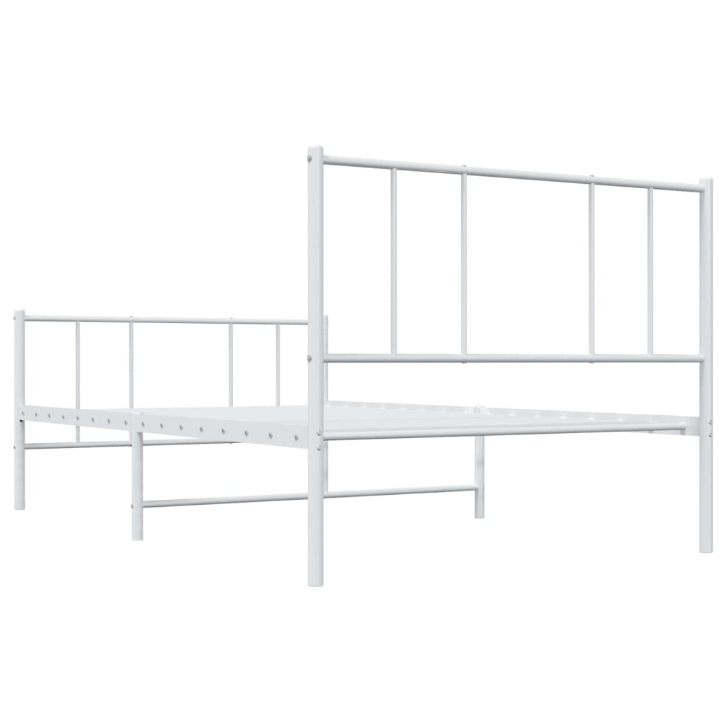 Metal Bed Frame without Mattress with Footboard White 80x200cm