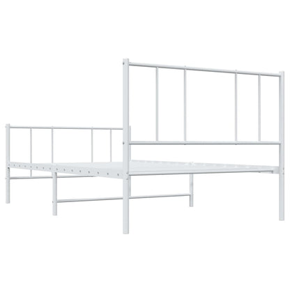 Metal Bed Frame without Mattress with Footboard White 80x200cm