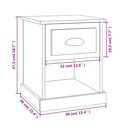 Bedside Cabinet Concrete Grey 39x39x47.5 cm Engineered Wood