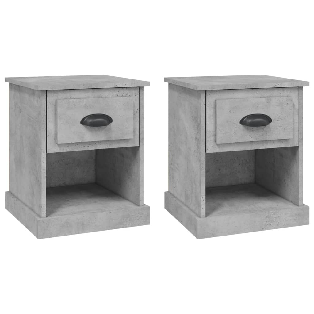 Bedside Cabinets 2 pcs Concrete Grey 39x39x47.5 cm Engineered Wood