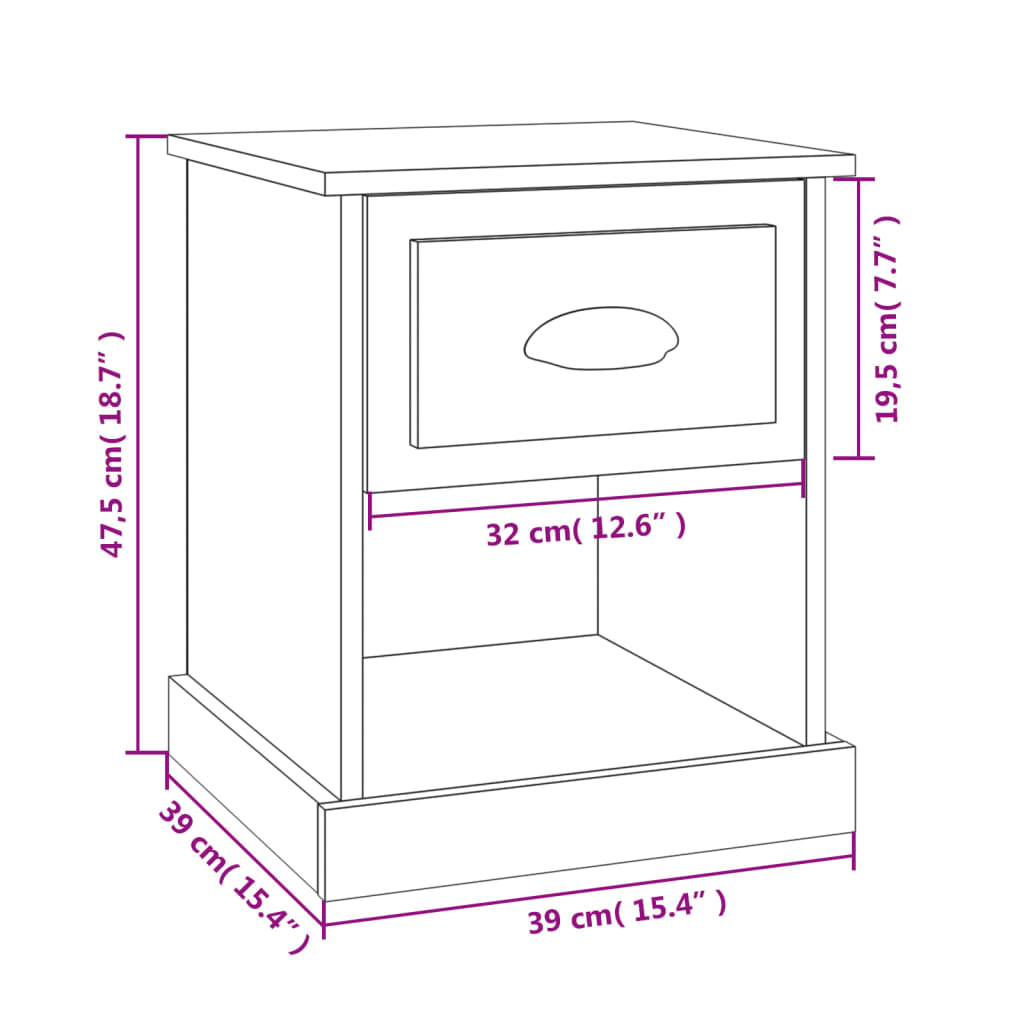 Bedside Cabinets 2 pcs Concrete Grey 39x39x47.5 cm Engineered Wood