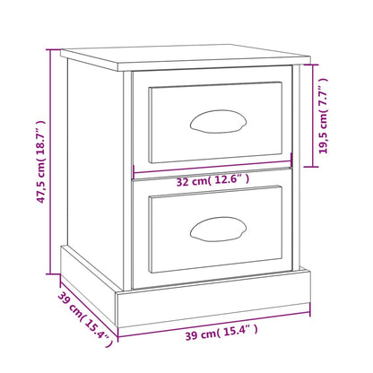 Bedside Cabinets 2 pcs White 39x39x47.5 cm Engineered Wood