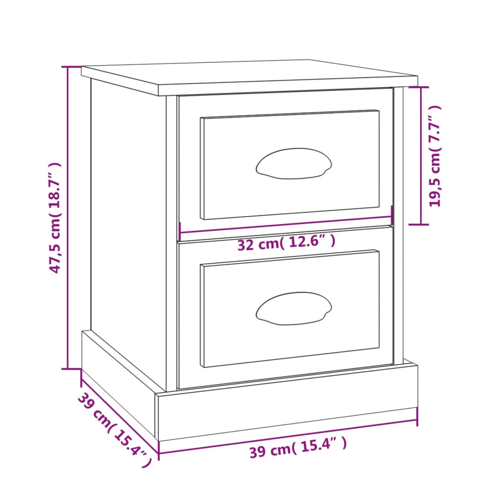 Bedside Cabinet Concrete Grey 39x39x47.5 cm Engineered Wood