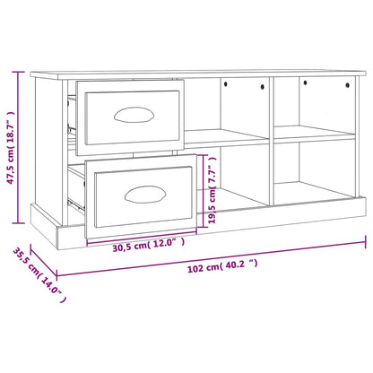 TV Cabinet High Gloss White 102x35.5x47.5 cm Engineered Wood