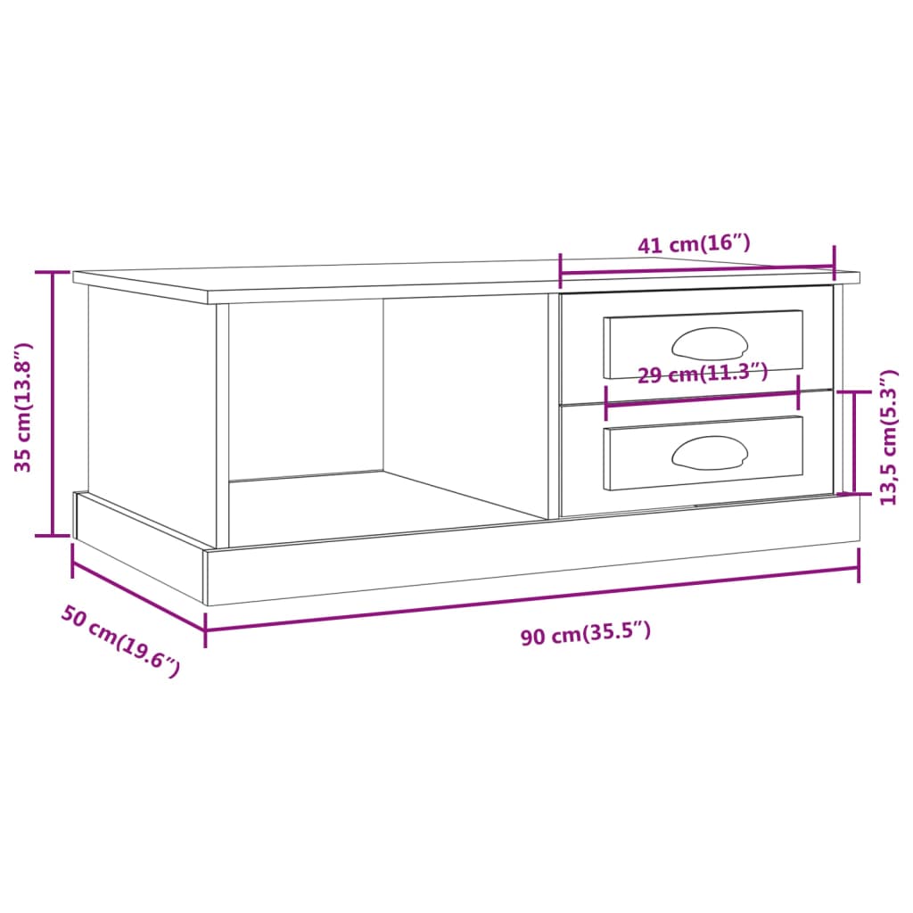 Coffee Table Black 90x50x35 cm Engineered Wood