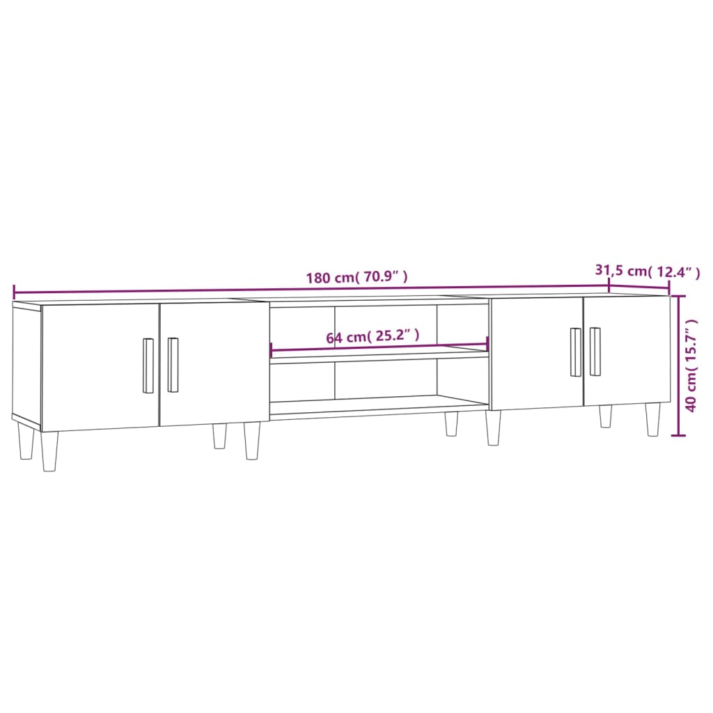 TV Cabinet Grey Sonoma 180x31.5x40 cm Engineered Wood