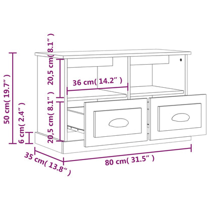 TV Cabinet Concrete Grey 80x35x50 cm Engineered Wood