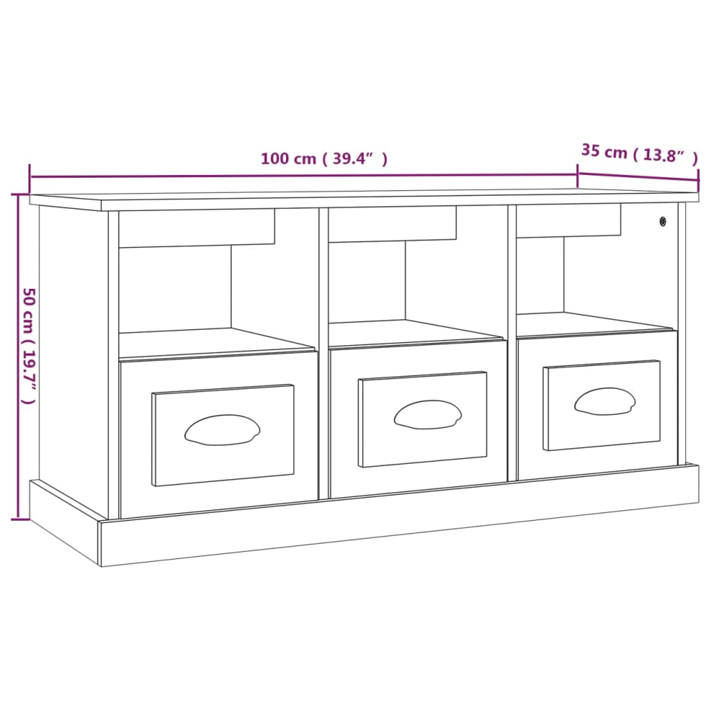 TV Cabinet Sonoma Oak 100x35x50 cm Engineered Wood