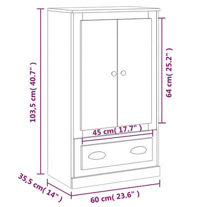 Highboard High Gloss White 60x35.5x103.5 cm Engineered Wood