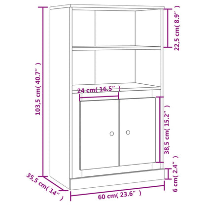 Highboard High Gloss White 60x35.5x103.5 cm Engineered Wood