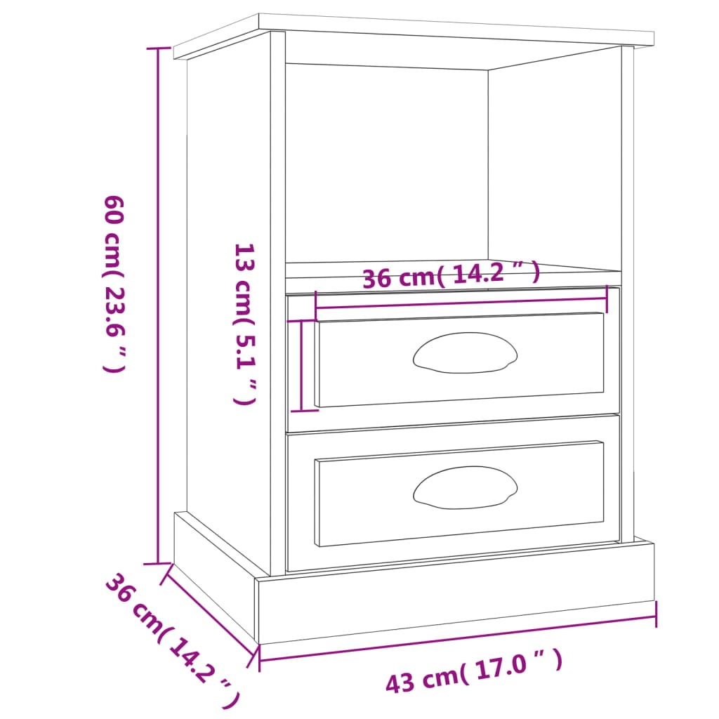 Bedside Cabinets 2 pcs Concrete Grey 43x36x60 cm