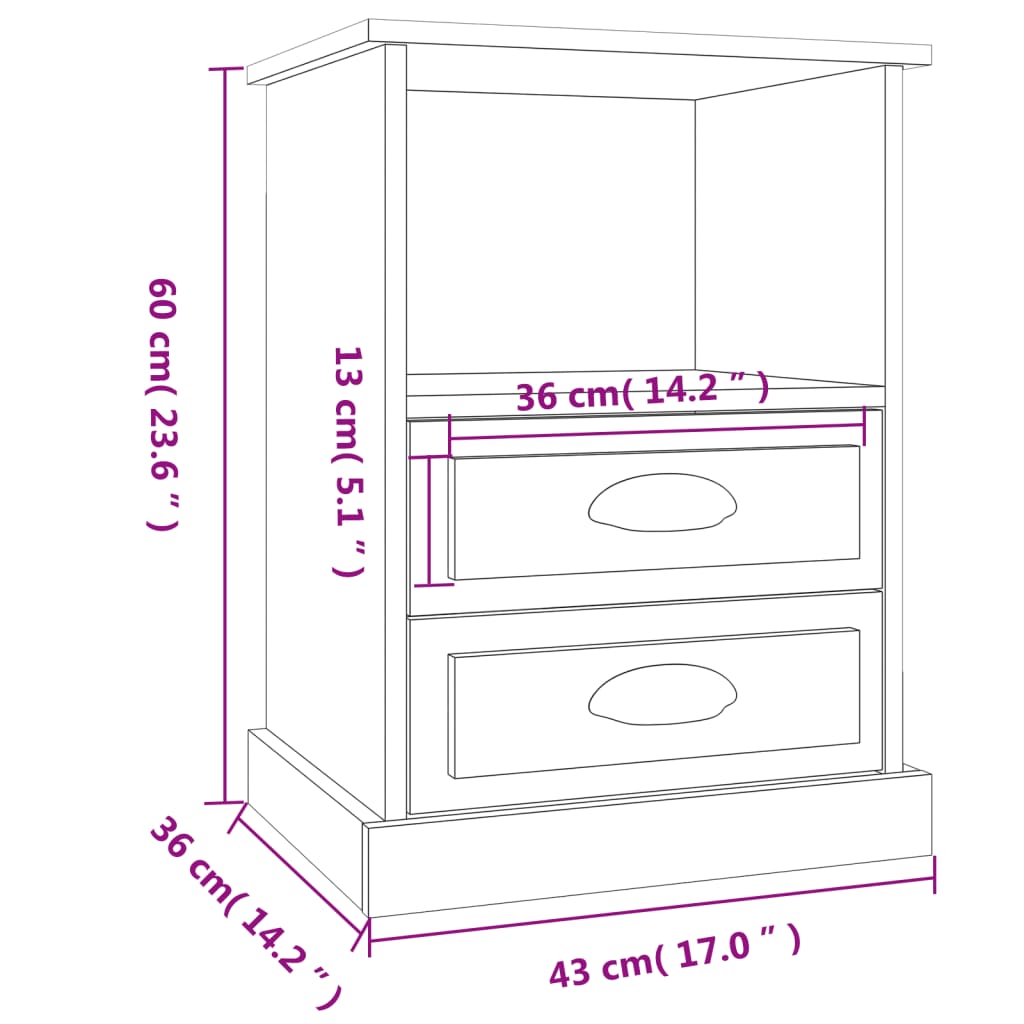 Bedside Cabinets 2 pcs Grey Sonoma 43x36x60 cm