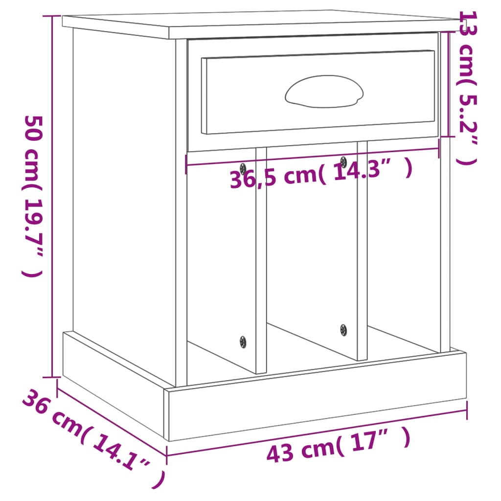 Bedside Cabinets 2 pcs Black 43x36x50 cm