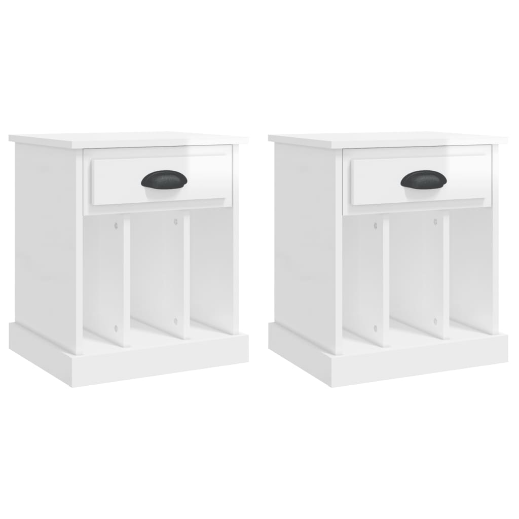 Bedside Cabinets 2 pcs High Gloss White 43x36x50 cm