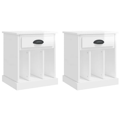 Bedside Cabinets 2 pcs High Gloss White 43x36x50 cm