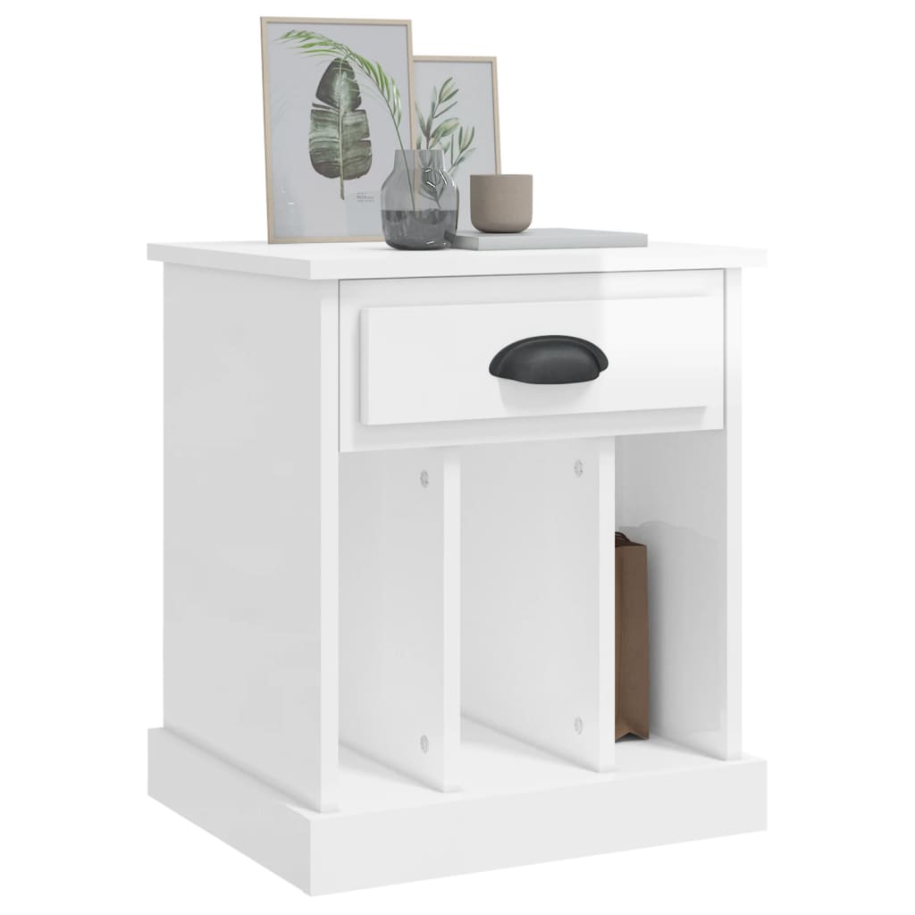 Bedside Cabinets 2 pcs High Gloss White 43x36x50 cm