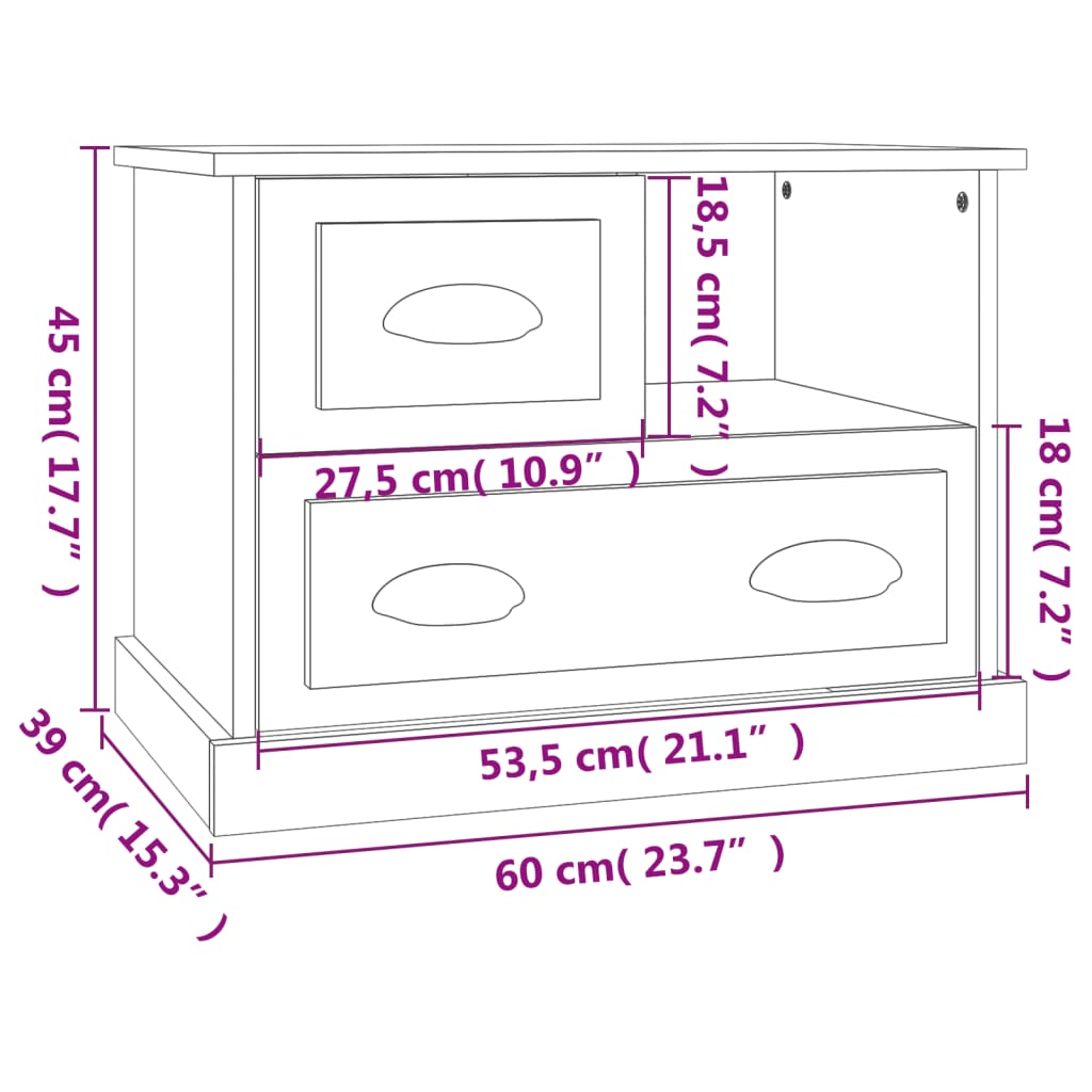 Bedside Cabinet Concrete Grey 60x39x45 cm