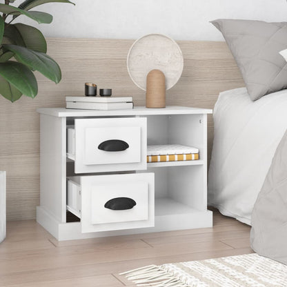 Bedside Cabinet High Gloss White 60x35.5x45 cm