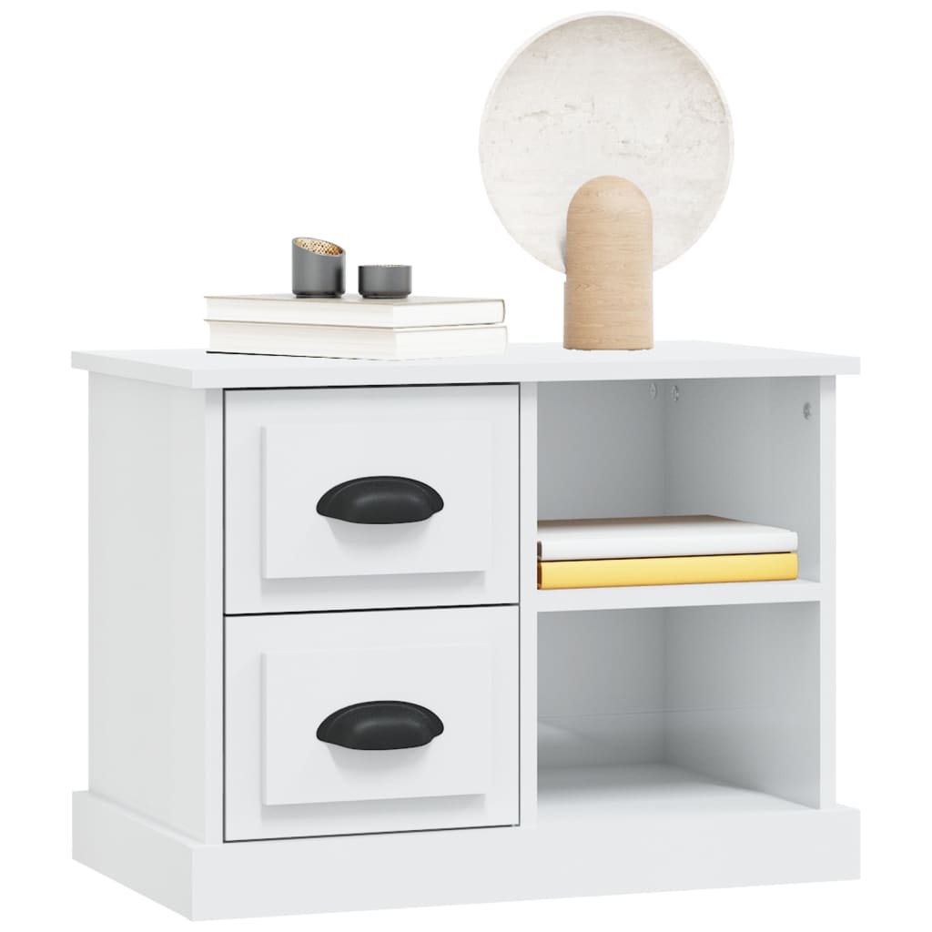 Bedside Cabinet High Gloss White 60x35.5x45 cm