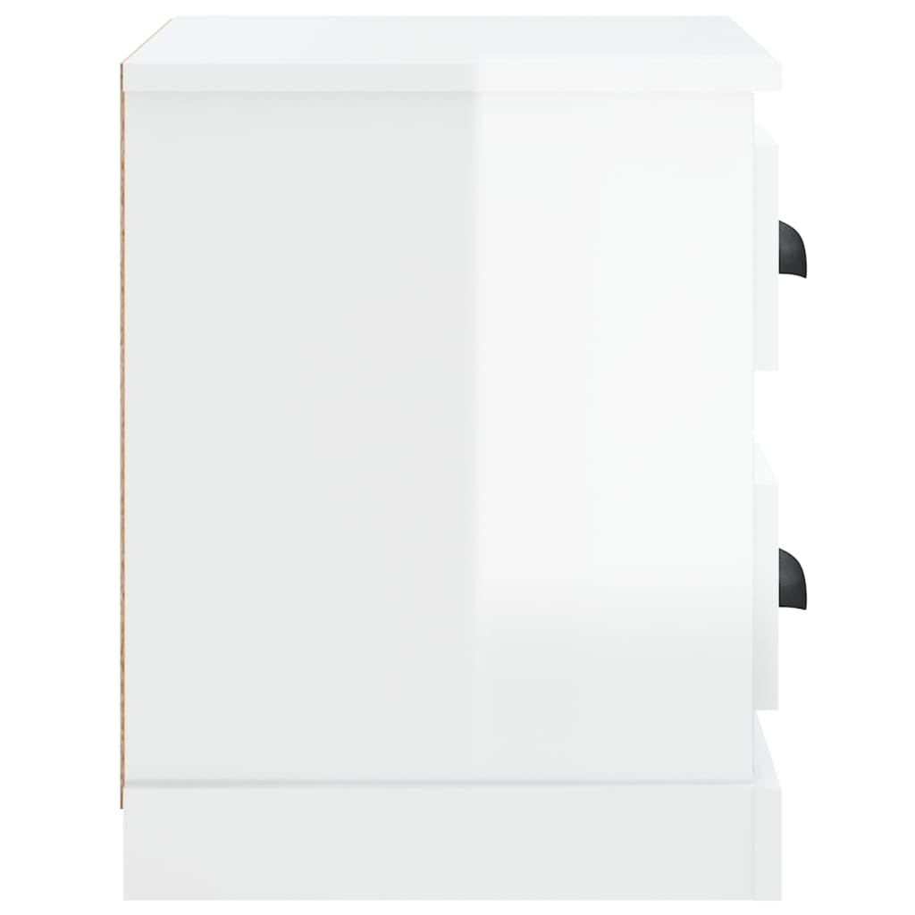 Bedside Cabinet High Gloss White 60x35.5x45 cm